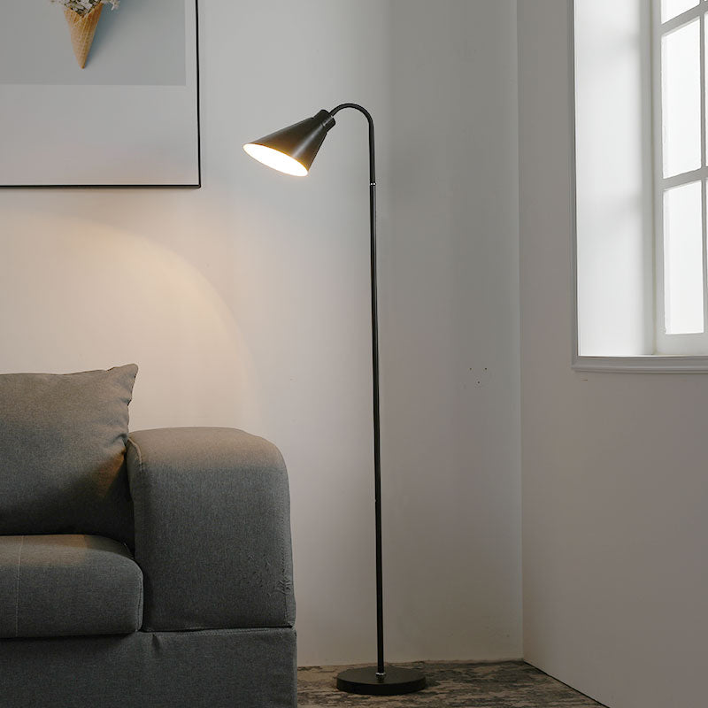 Metal Flexible Gooseneck Floor Lamp Nordic 1 Head Standing Light with Cone Shade