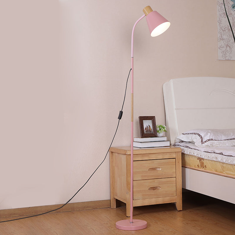 Macaron Conical Reading Floor Lamp Metallic 1-Light woonkamer vloerlicht