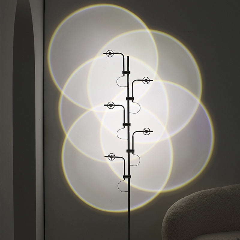 Chrome cirkels vloerlicht decoratieve metalen led zonsondergang lamp voor woonkamer