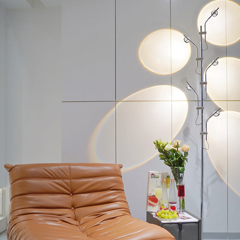 Chrome cirkels vloerlicht decoratieve metalen led zonsondergang lamp voor woonkamer