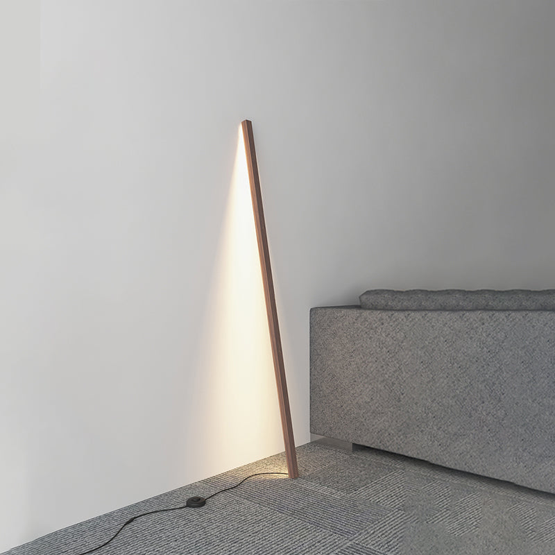 Natural Wood Bar Shaped Floor Light Nordic Style LED Standing Light for Bedroom