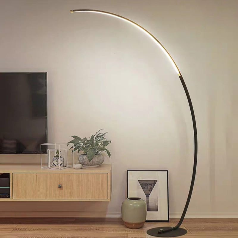 C Shaped Living Room Floor Lamp Metal Minimalist Style LED Standing Light