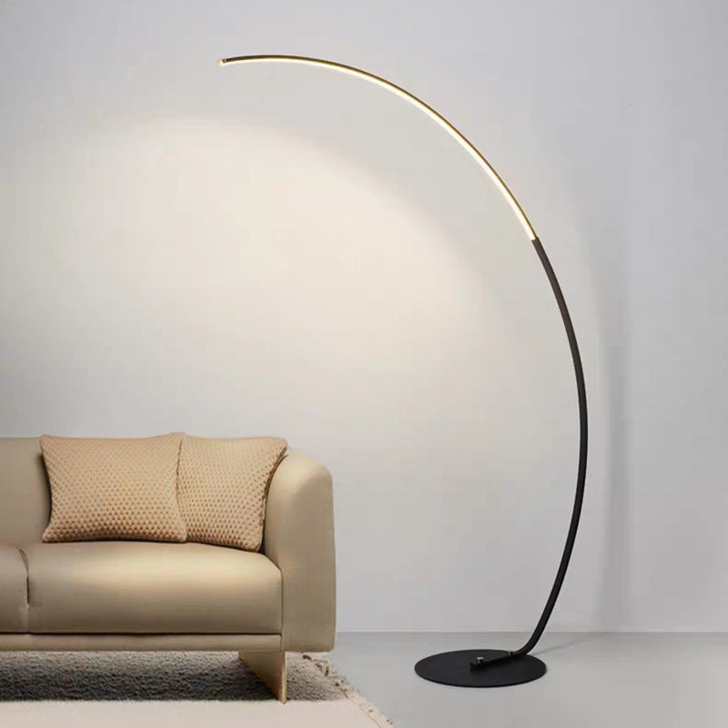 C Shaped Living Room Floor Lamp Metal Minimalist Style LED Standing Light