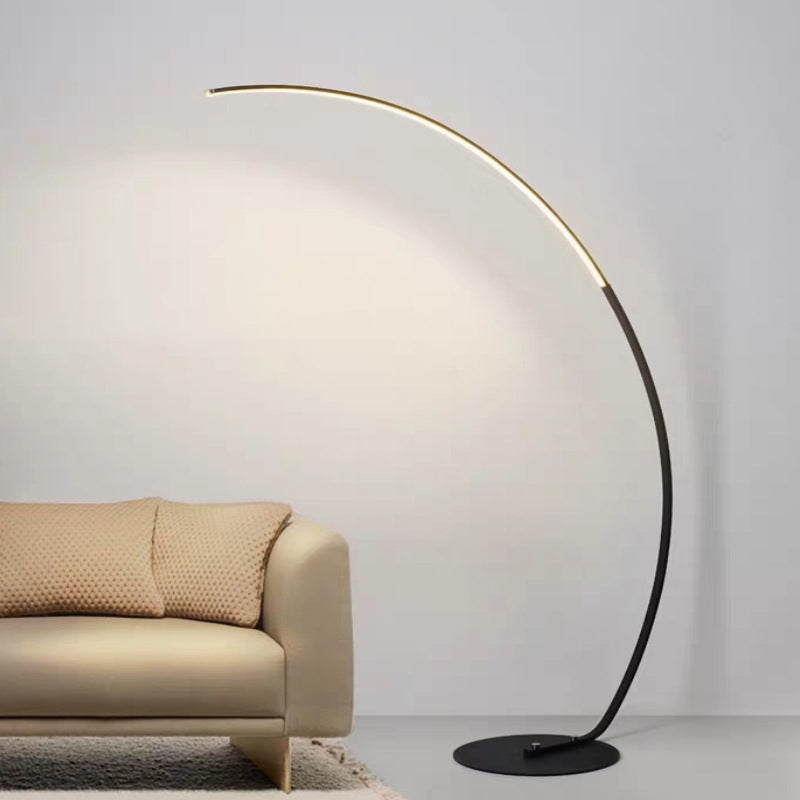 C Shaped Living Room Floor Lamp Metal Minimalist Style LED Standing Light