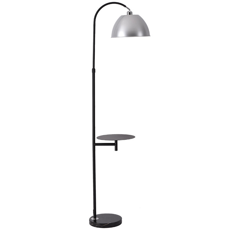 Aluminium Dome Shade Floor Light Nordic 1-Bulb Standing Light with Table