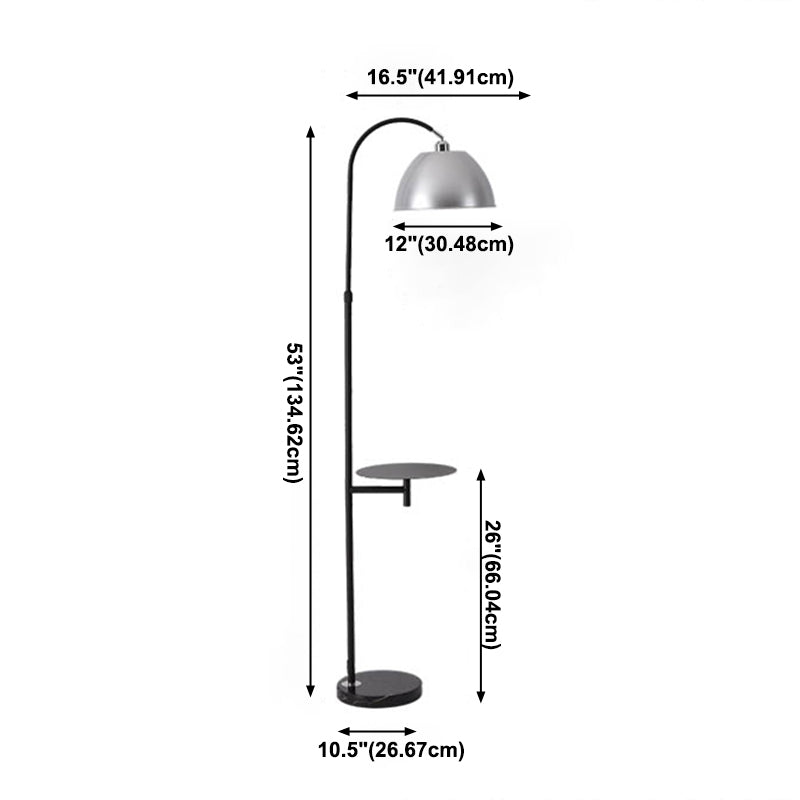 Luz de piso de tono de cúpula de aluminio Nordic 1 bombilla Luz de pie con mesa