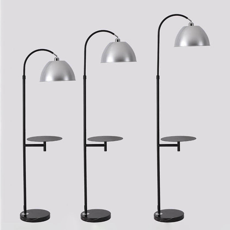 Aluminum Dome Shade Floor Light Nordic 1-Bulb Standing Light with Table