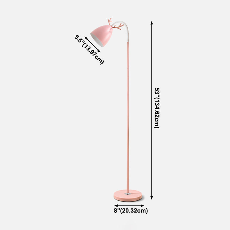 Lámpara de pie de asenta de Macaron Metal Luz de la sala de estar de 1 luz con sombra de campana