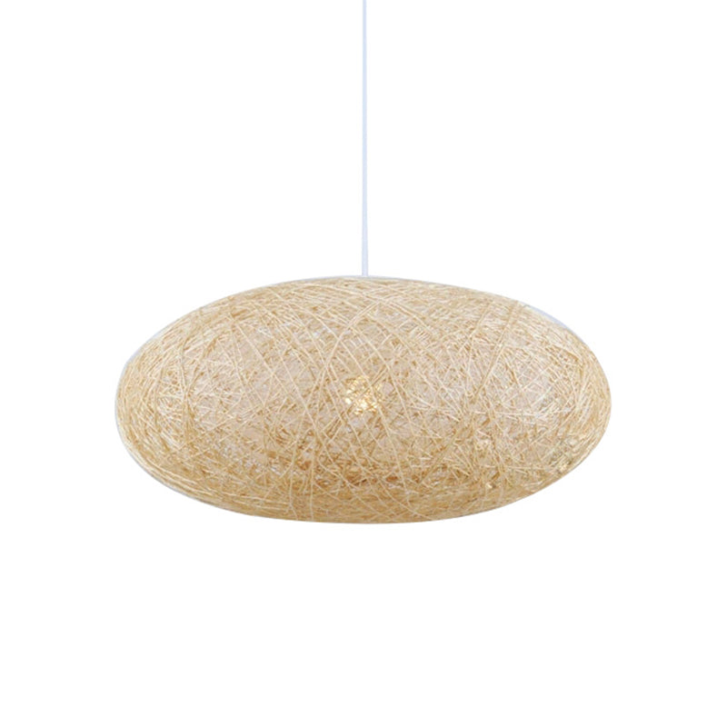 Luce a soffitto intrecciato a mano Bamboo giapponese 1 Bulbo Sospeso Apparecchio di illuminazione in lino