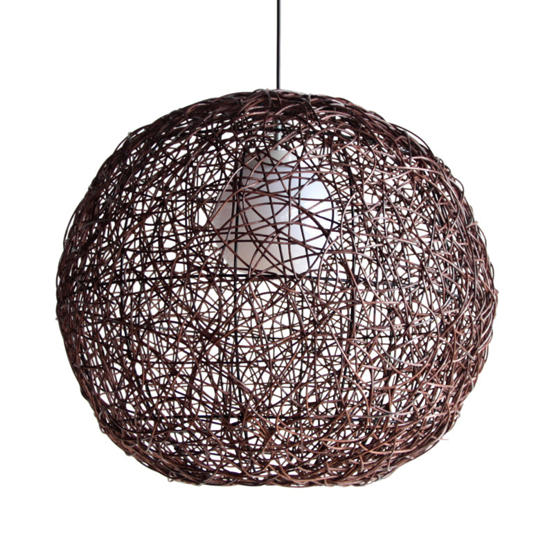 Sfera Lampada a ciondolo Asia Rattan 1 Testa Assunzione Appesa per soggiorno per soggiorno