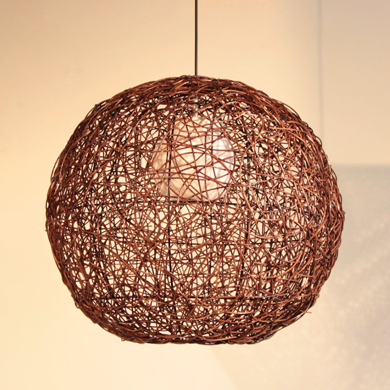 Sfera Lampada a ciondolo Asia Rattan 1 Testa Assunzione Appesa per soggiorno per soggiorno