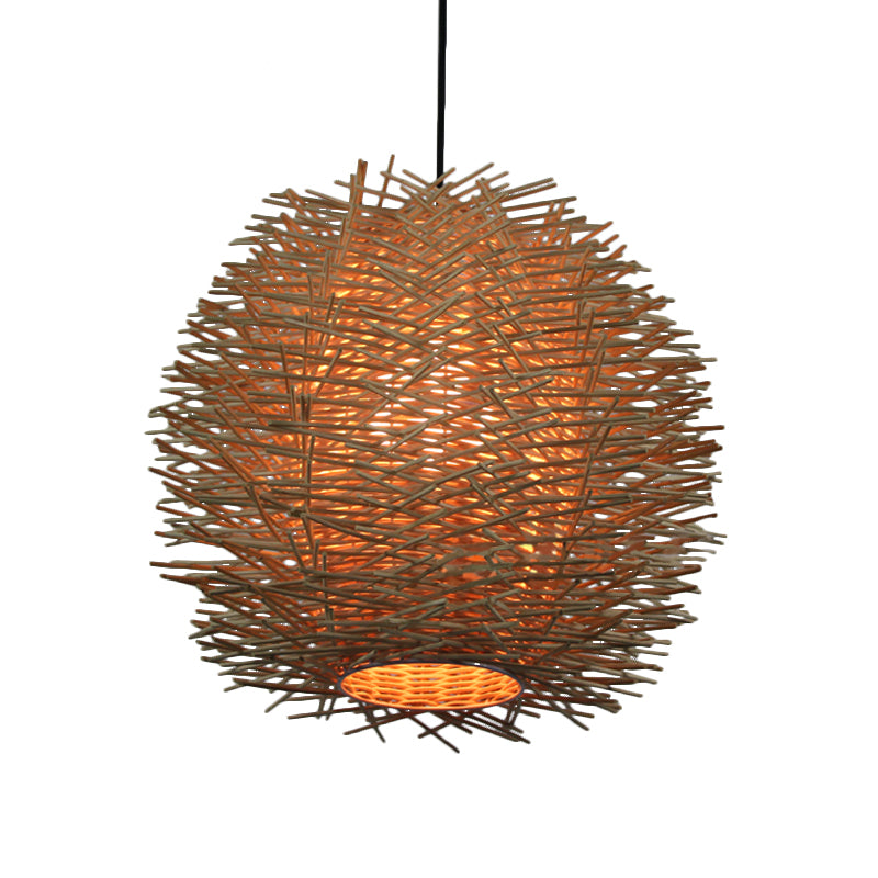 1 Bulb Handfiling Light Ademblea cinese Apparecchiatura di illuminazione sospesa Rattan in beige