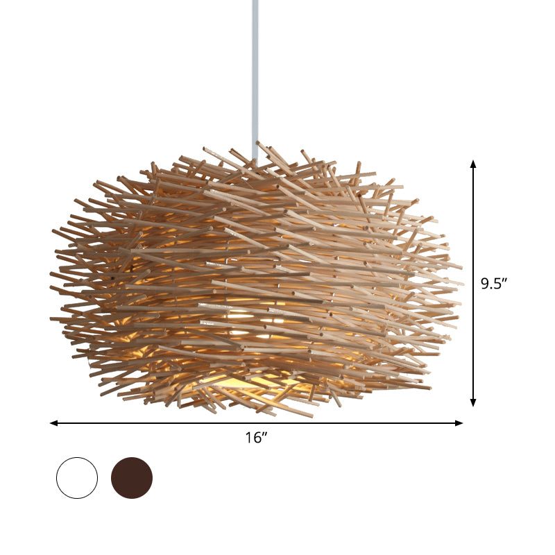 Lampada cinese 1 lampada a soffitto bulbo bianco a sospensione a sospensione con tonalità rattan