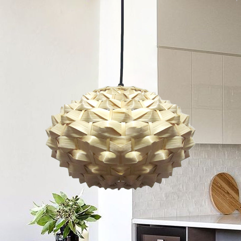 Lampada a sospensione Lanterna Bamboo asiatico 1 Bulbo BEIGE BEIGE Apparecchio di illuminazione a sospensione, largo 12 "/16"