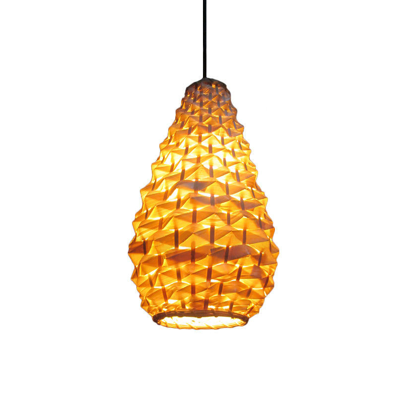 Jar Lighting a pendente di Bamboo giapponese 1 testa 8 "/16" Lampada sospensione a soffitto beige larga