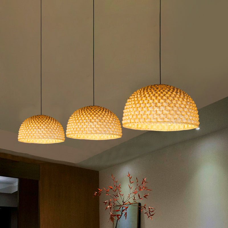 Lampada del soffitto di ciotola beige asiatico 1 testa lampada appesa per sala da pranzo