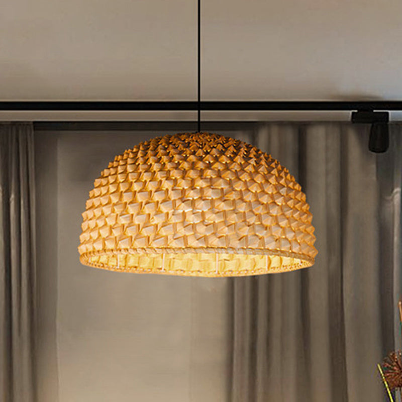 Lampada del soffitto di ciotola beige asiatico 1 testa lampada appesa per sala da pranzo