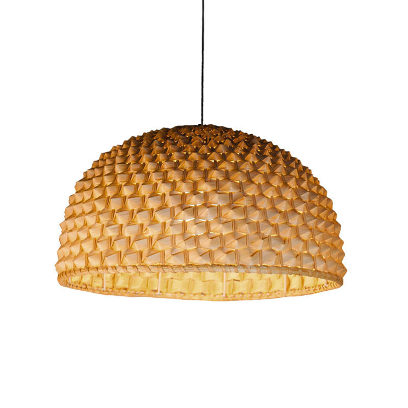 Lampada del soffitto di ciotola beige asiatico 1 testa lampada appesa per sala da pranzo