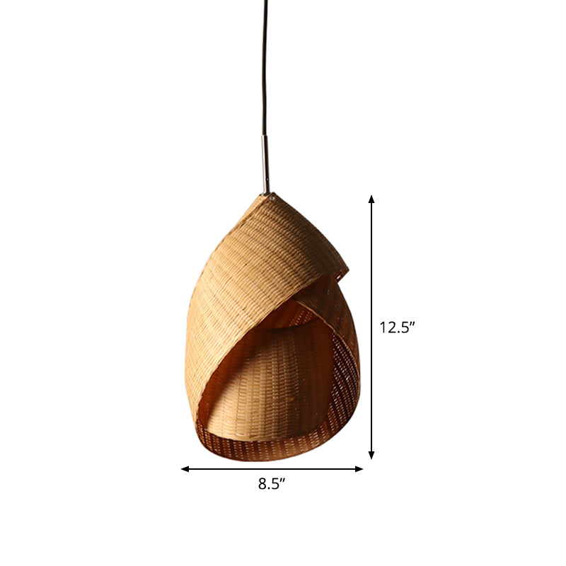 Lámpara colgante de bambú chino 1 bulbo de lino techo lámpara colgante para dormitorio