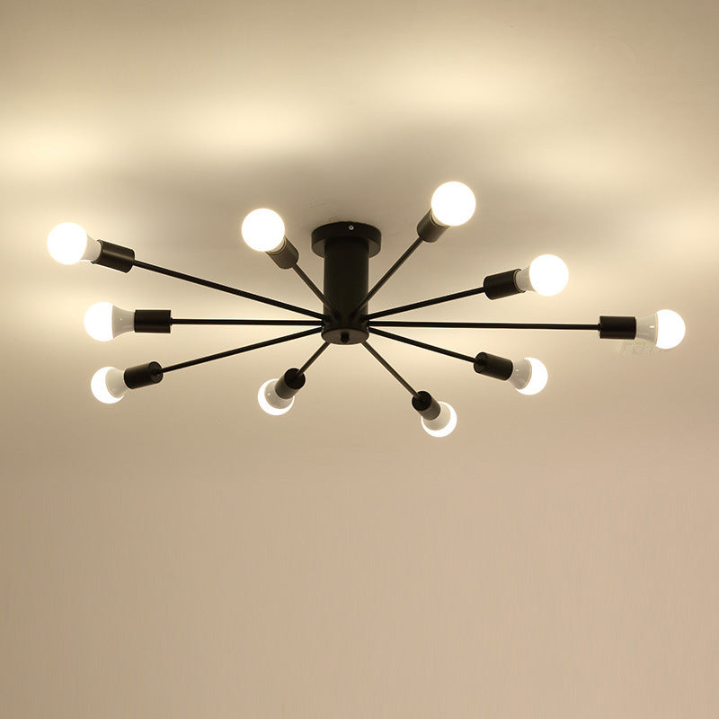 Industrial Classic Semi Flush Mount Schmiedeeisen Radial Deckenleuchte für Innenräume