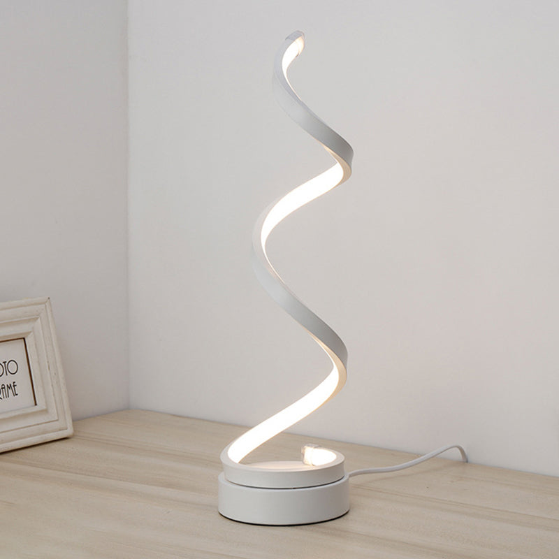 Modernist LED Desk Light White Spiral Task Lighting with Acrylic Shade in White/Warm Light