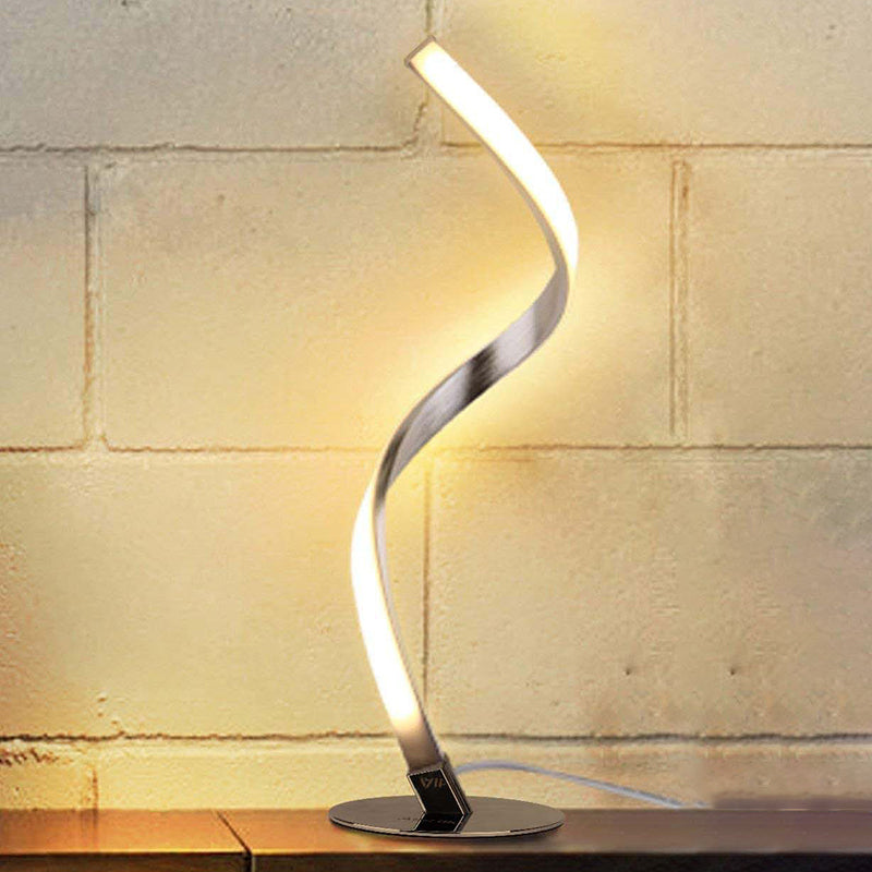 Metal Twisted Table Lamp, Long Bar Shade Linear Table Light for Bedroom