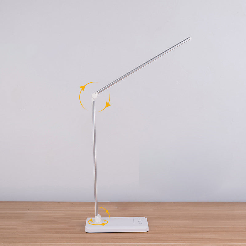 Lampe de table USB avec contrôle tactile, style tâche de pliage en métal clair pour chambre à coucher