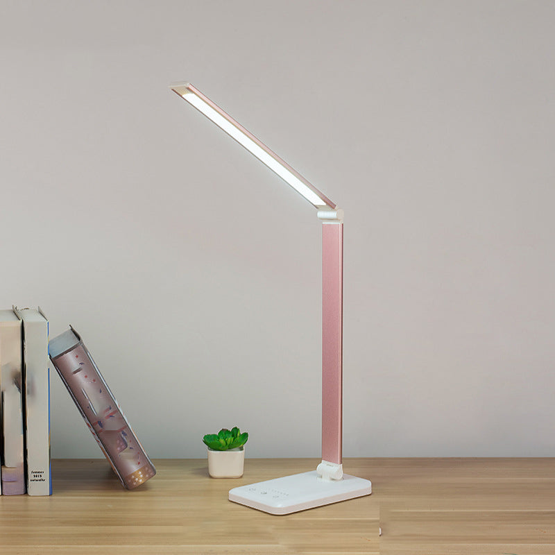 Lampe de table USB avec contrôle tactile, style tâche de pliage en métal clair pour chambre à coucher