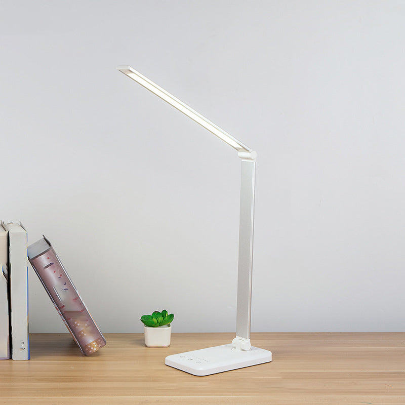 Lampe de table USB avec contrôle tactile, style tâche de pliage en métal clair pour chambre à coucher