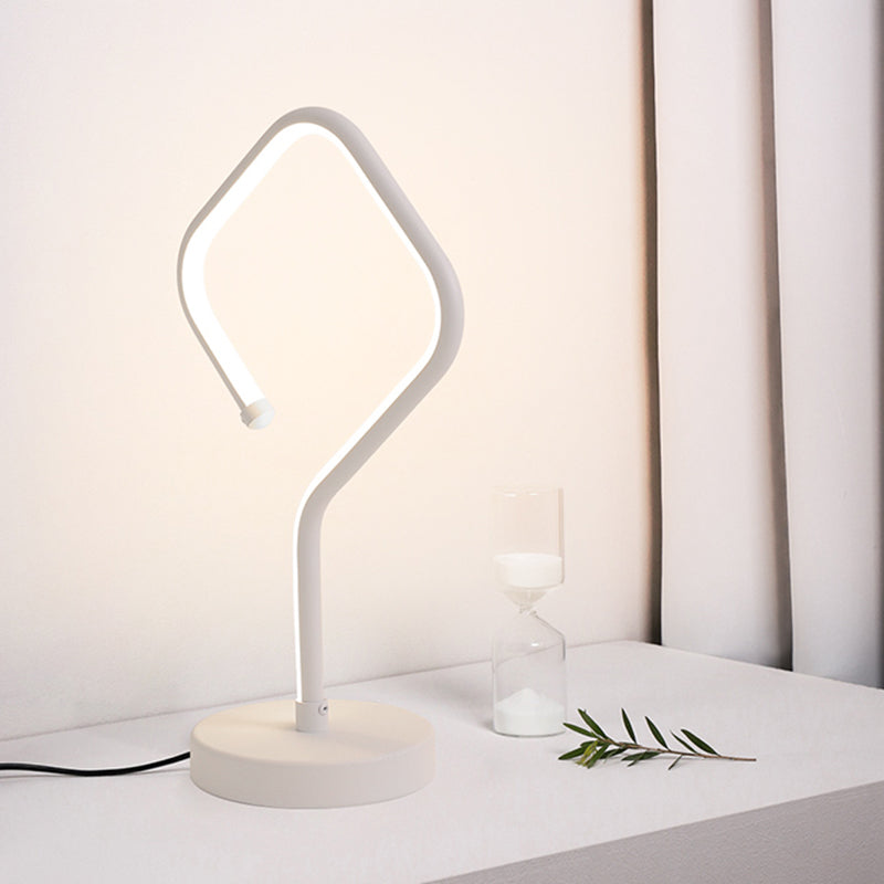 Minimalist LED Table Light White Square Small Desk Lamp with Acrylic Shade in Warm/White Light