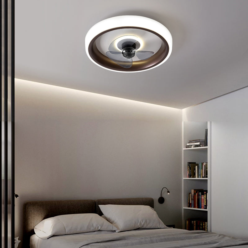 Modern Concise LED Ceiling Fan Light Wrought Iron Circular Flush Mount with Acrylic Shade