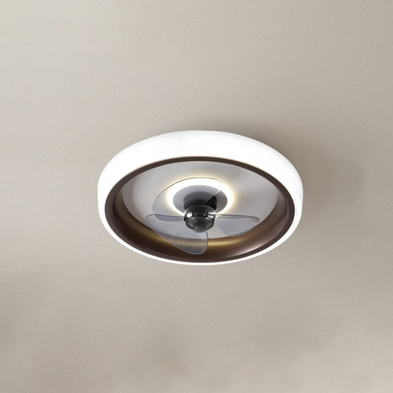 Modern Concise LED Ceiling Fan Light Wrought Iron Circular Flush Mount with Acrylic Shade