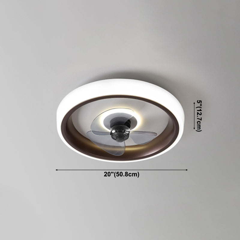 Modern Concise LED Ceiling Fan Light Wrought Iron Circular Flush Mount with Acrylic Shade