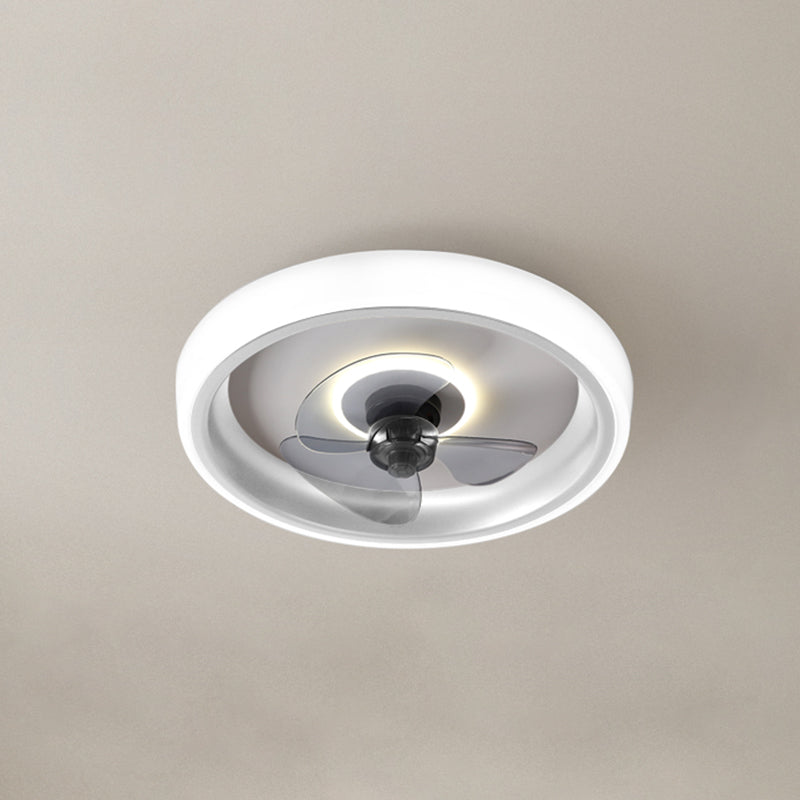 Modern Concise LED Ceiling Fan Light Wrought Iron Circular Flush Mount with Acrylic Shade