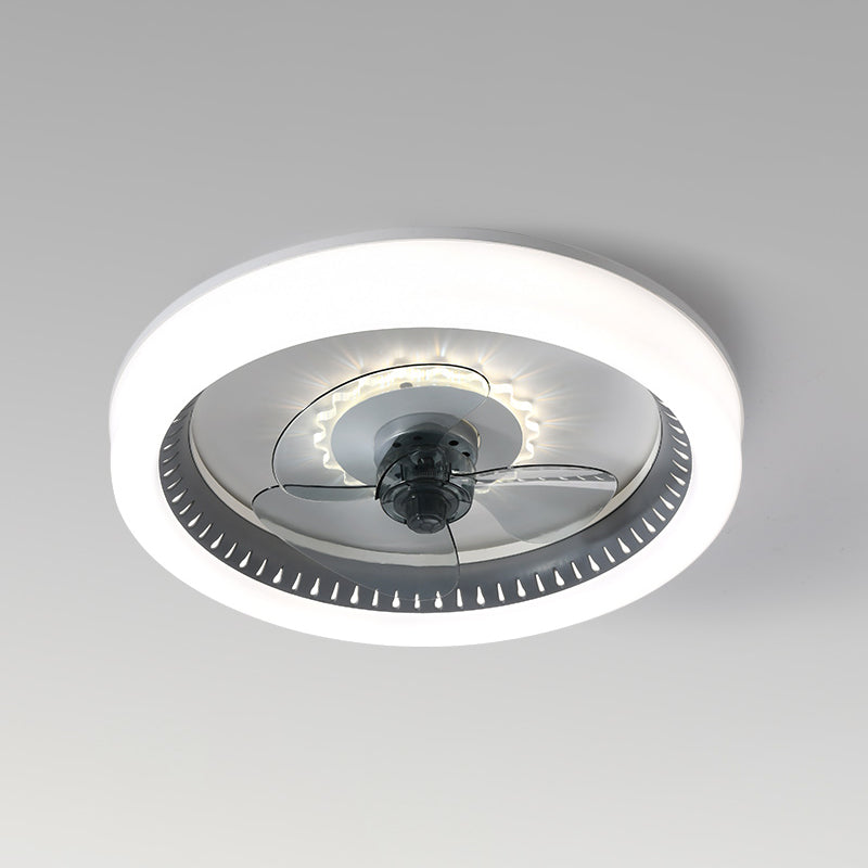 Modern Concise LED Ceiling Fan Light Lacquered Iron Circular Ceiling Fans with Acrylic Shade