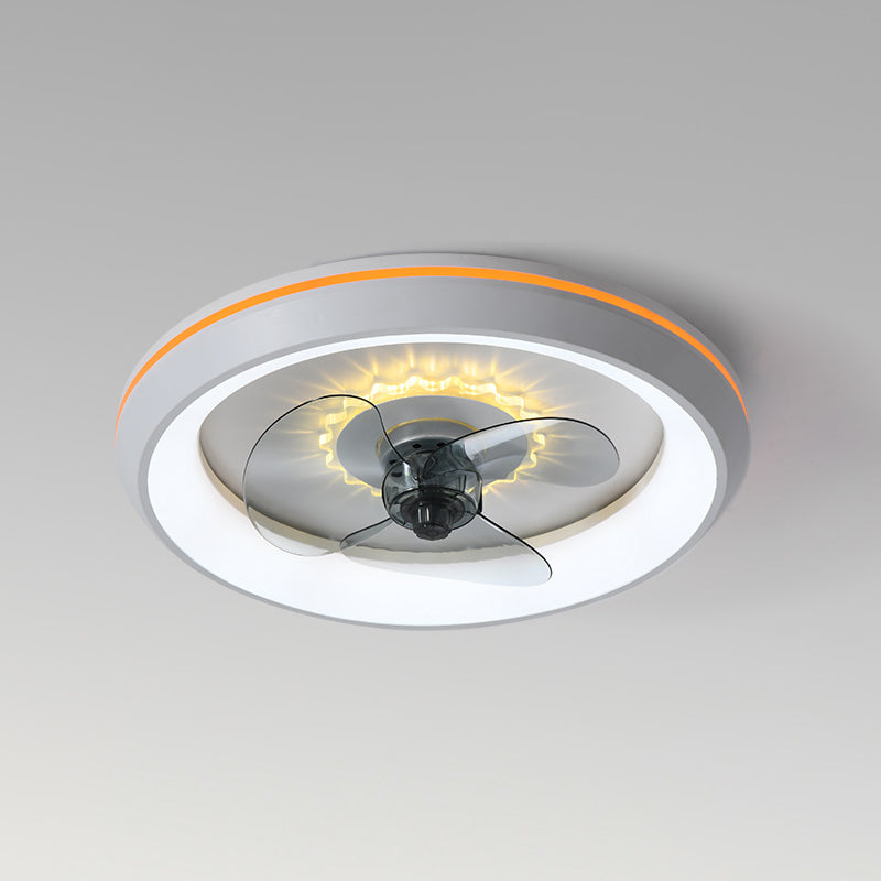 Modern Concise LED Ceiling Fan Light Lacquered Iron Circular Ceiling Fans with Acrylic Shade