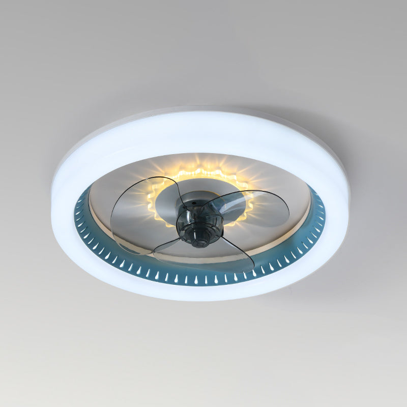 Modern Concise LED Ceiling Fan Light Lacquered Iron Circular Ceiling Fans with Acrylic Shade