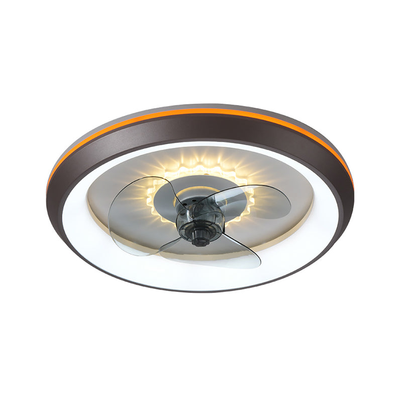 Modern Concise LED Ceiling Fan Light Lacquered Iron Circular Ceiling Fans with Acrylic Shade