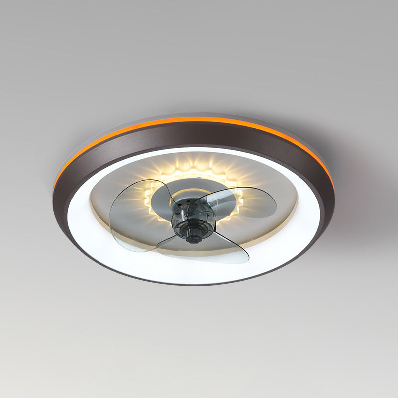 Modern Concise LED Ceiling Fan Light Lacquered Iron Circular Ceiling Fans with Acrylic Shade