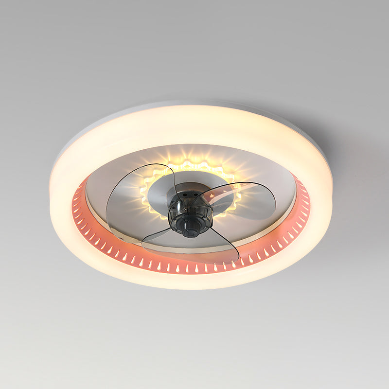 Modern Concise LED Ceiling Fan Light Lacquered Iron Circular Ceiling Fans with Acrylic Shade