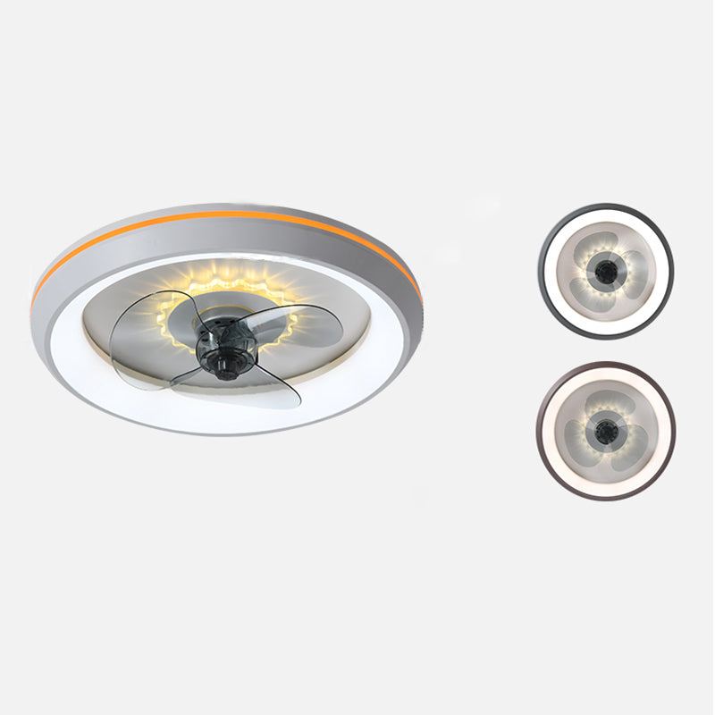 Modern Concise LED Ceiling Fan Light Lacquered Iron Circular Ceiling Fans with Acrylic Shade