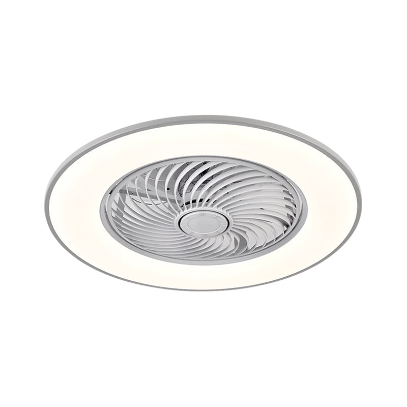 Modern Simplicity LED Ceiling Fan Light Wrought Iron Circular Flush Mount with Acrylic Shade