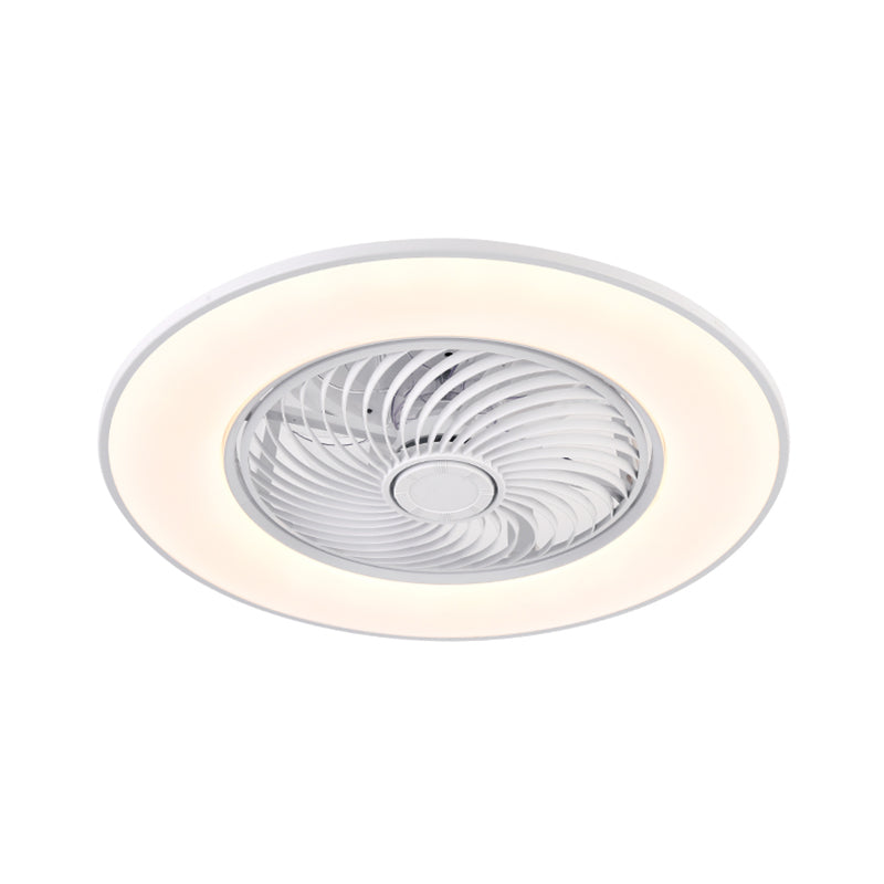 Modern Simplicity LED Ceiling Fan Light Wrought Iron Circular Flush Mount with Acrylic Shade