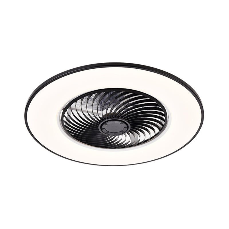 Modern Simplicity LED Ceiling Fan Light Wrought Iron Circular Flush Mount with Acrylic Shade