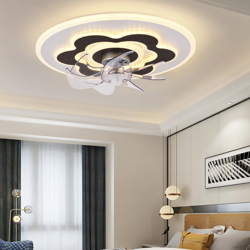 Kids Creative LED Ceiling Fan Light Iron Circular Ceiling Fans with Acrylic Shade