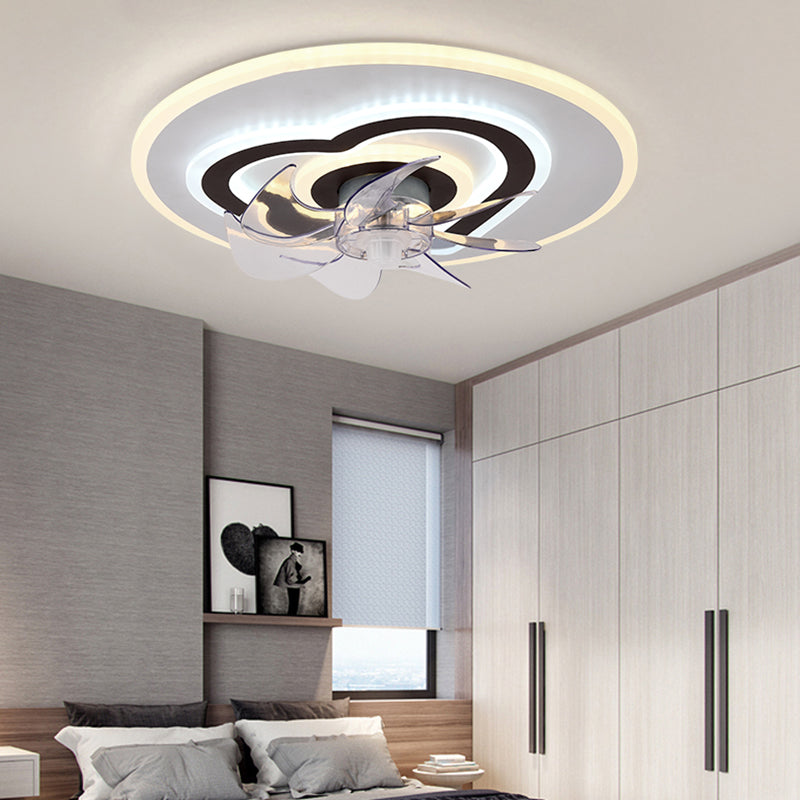 Kids Creative LED Ceiling Fan Light Iron Circular Ceiling Fans with Acrylic Shade