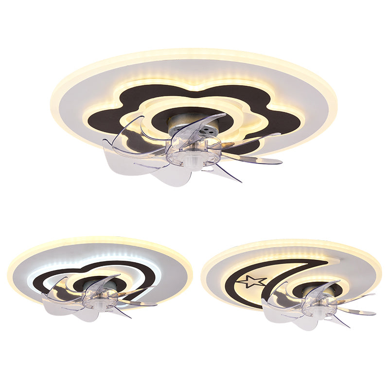 Kids Creative LED Ceiling Fan Light Iron Circular Ceiling Fans with Acrylic Shade