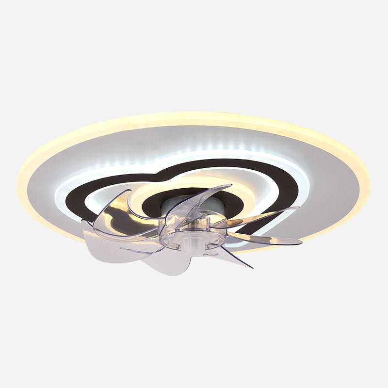 Kids Creative LED Ceiling Fan Light Iron Circular Ceiling Fans with Acrylic Shade