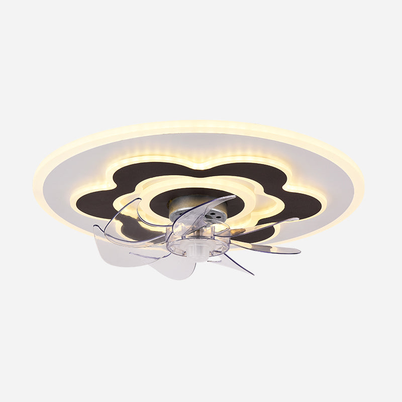 Kids Creative LED Ceiling Fan Light Iron Circular Ceiling Fans with Acrylic Shade