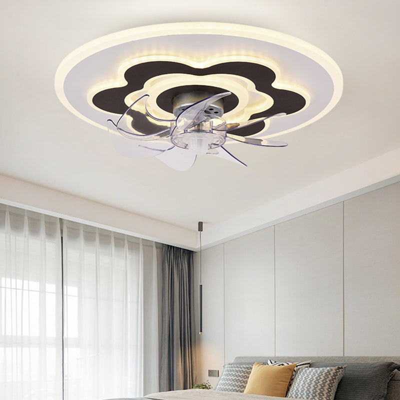 Kids Creative LED Ceiling Fan Light Iron Circular Ceiling Fans with Acrylic Shade